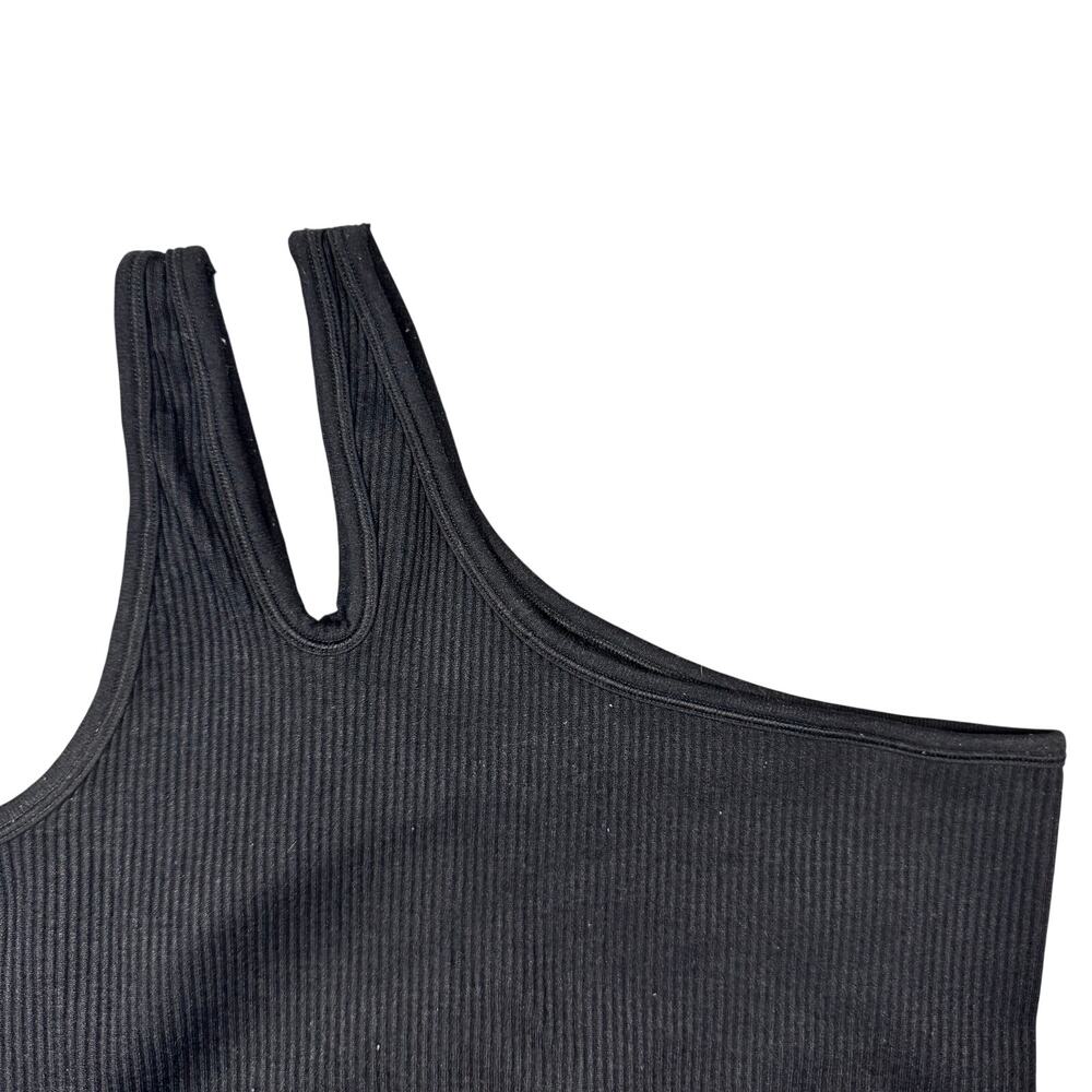 OFFLINE Aerie One Shoulder Sports Bra Black Ribbed Stretch Athleisure Women's- S - Picture 3 of 5